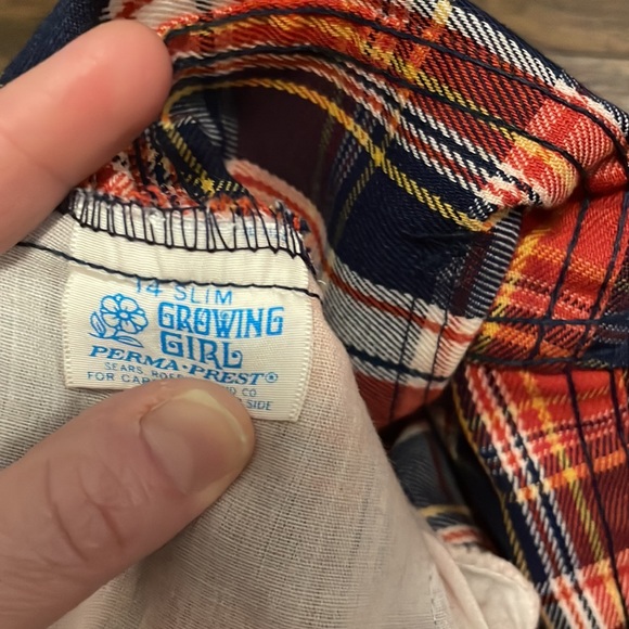 Vintage plaid bell bottom- flare jeans size 00 -1 - Picture 8 of 12